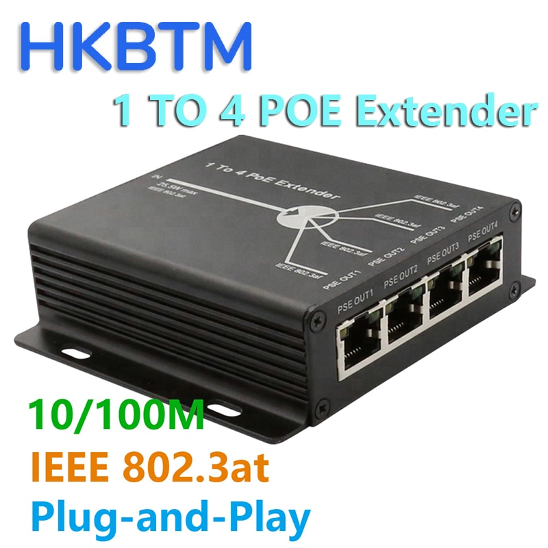 HKBTM 4 Ʈ IEEE802.3af IP ī޶  PoE ͽٴ 10/120m LAN Ʈִ 100M  Ÿ Ȯ